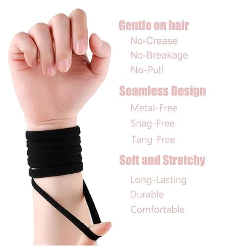 Vrose Flosi 20pcs Thick Seamless Hair Ties for Curly Heavy and Long Hair - Hair Elastics for Women Men Girls Big Pony tails Holders Updos & Braids For All Hair Types No Damage No Tangle & No Breakage thumbnail 3