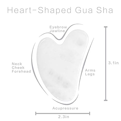 Contrybox Gua Sha Facial Tools, White Quartz Guasha Tool for Face & Eye Gua Sha Stone for Puffiness Reducing & Jawline Sculpting Face Stone Gua Sha Tools for Skin Care Woman GuaSha Stone Tool, White thumbnail 2