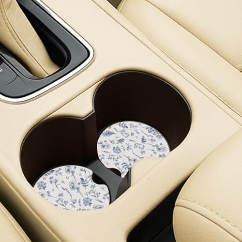Ceramic Car Coasters – Absorbent Car Cup Holder Coaster Set for Women, Cute Aesthetic Car Accessories for Girls, 2 Pack (Dark Blue) thumbnail 7