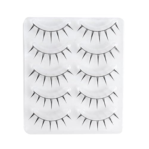 Emotao Japanese Style False Eyelashes Makeup Manga Lashes Cosplay Anime Eyelash Lashes Doll Eye Natural 5 Pairs Asian False Eyelashes Pack Look Like Individual (M9-01B) thumbnail 2