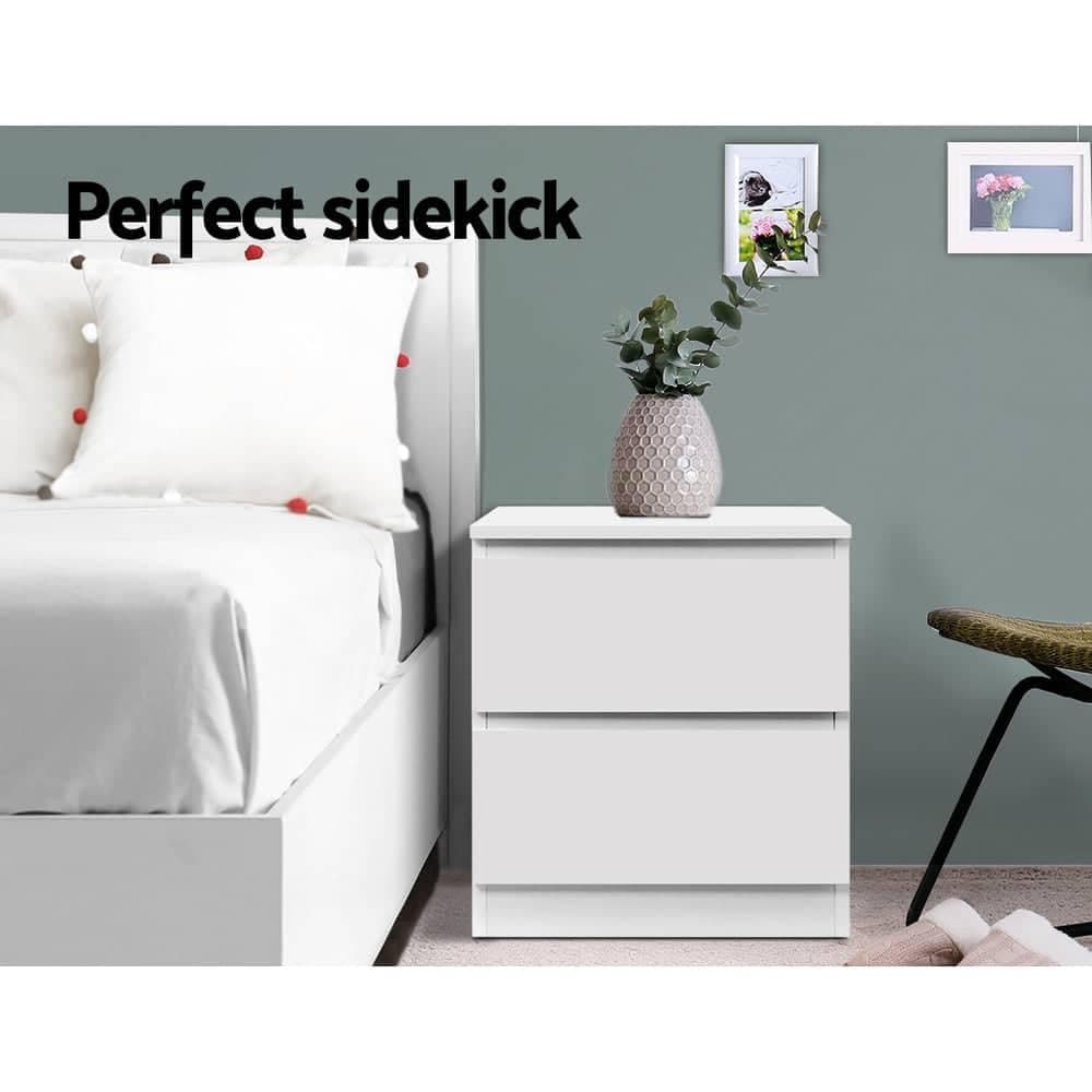 Artiss Bedside Table with 2 Drawers, White Bed Side Tables Storage Small Narrow Desk Chest of Drawer, Lamp Stand Nightstand Cabinet, Bedroom Living Room Home Furniture thumbnail 6