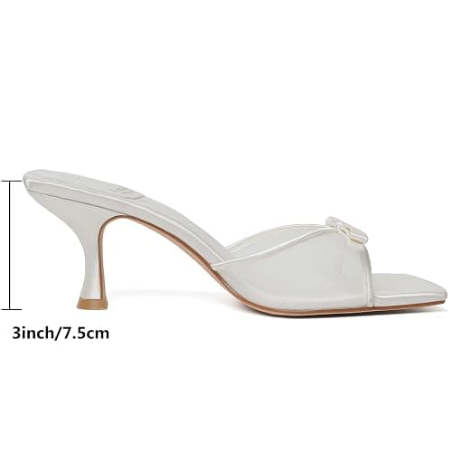 Mostrin Kitten Heels for Women Round Toe Heels With Bow Vintage Mules Sexy Slip on Stiletto Backless Sandals for Party Daily thumbnail 4