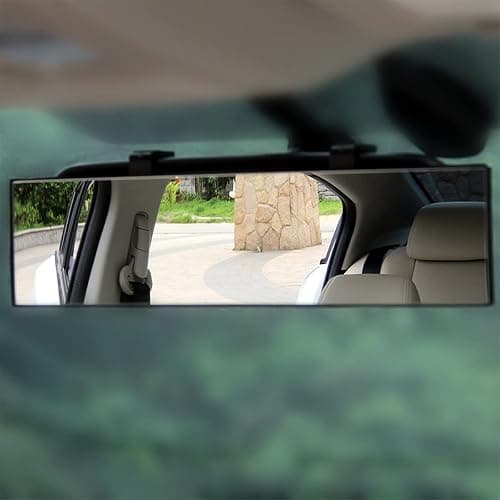 8sanlione Car Rearview Mirrors, Shock Resistant Interior Clip-on Panoramic Rear View Mirror for Car, Wide Viewing Range, 12 inch HD Universal Use for Cars, SUVs, Trucks, Vehicles (White) thumbnail 7