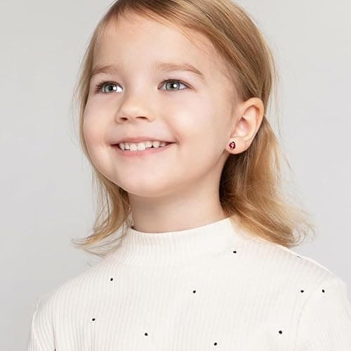 925 Sterling Silver Kids Ladybug Stud Earrings with Safety Screw Back for Little Girls - Cute and Hypoallergenic Twist Locking Screw Back Earrings for Babies, Toddlers, and Young Girls thumbnail 2