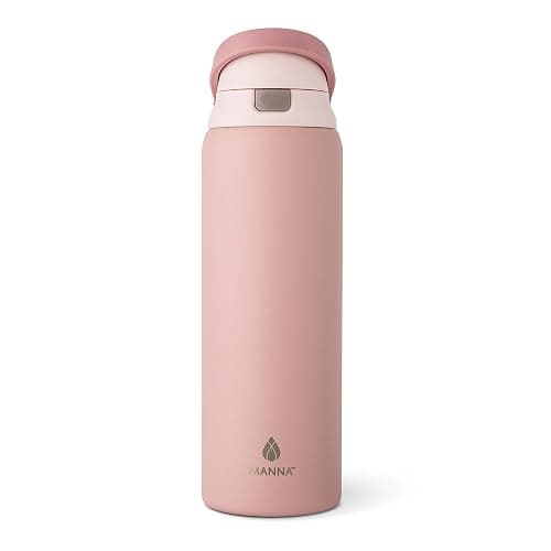 Manna Hydra Stainless Steel Insulated Water Bottle with 2-in-1 Lid - 32 Oz - Rose Quartz - Image 1