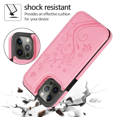YAOZOCASE for iPhone Case,Retro Slim PU Leather Flower Butterfly Pattern Wallet,Card Holder Slots Full Body Military Grade Protection Soft Shockproof Phone Case (Brown,iPhone 16) thumbnail 3