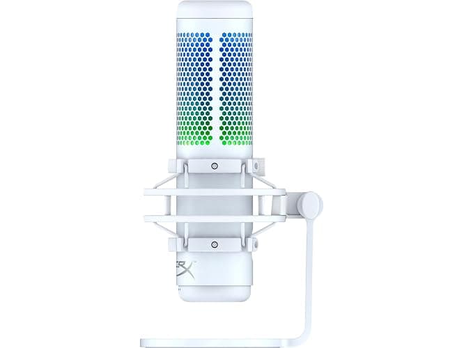 HyperX QuadCast S – RGB USB Condenser Microphone for PC, PS5, Mac, Anti-Vibration Shock Mount, 4 Polar Patterns, Pop Filter, Gain Control, Gaming, Streaming, Podcasts, Twitch, YouTube, Discord – White - White - QuadCast S White - Microphone thumbnail 3