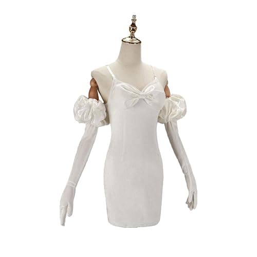 Julysky Ladies' Sua White Slim Fit Hip Hugging Dress, Bubble Sleeve Dress, Stage Outfit, Halloween Party Dress thumbnail 3