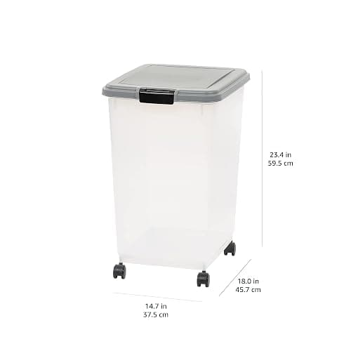 Amazon Basics Airtight Pet Food Storage Container with Scoop, BPA Free, Removable Wheels, 69 QT, Gray thumbnail 12