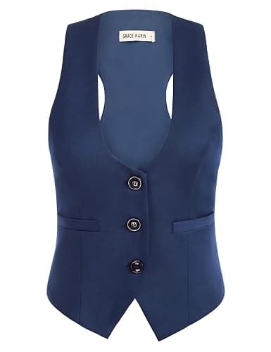 GRACE KARIN Women's Suit Vest Top, Dressy Casual Sleeveless Button Wasitcoat, Fromal Steampunk Blazer For Work Office - Image 1