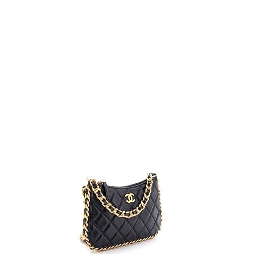 Chanel, Pre-Loved CC Chain Around Hobo Quilted Lambskin Mini, Black thumbnail 3