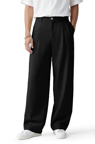 Heyfanee Mens Casual Pants Loose Fit Slacks for Men with Belt Loops - Image 1