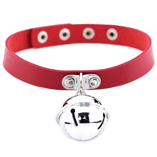 FM FM42 Multicolor PU Simulated Leather Silver-tone 4cm Large Bell Pendant Neckband Choker Necklace - Image 1