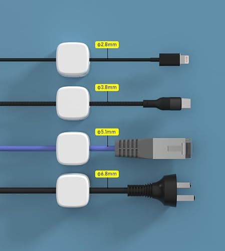 Magnetic Cable Clips, Adjustable Cord Holder Management, Adhesive Wire Keeper Organizer for Home Office Desk Phone PC Car Wall Desktop Nightstand Appliance (9-Pack White) thumbnail 9