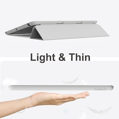 HMTDIYOU Case for iPad 9th Generation 2021/ iPad 8th Gen 2020 /iPad Cover 7th Generation 2019, Silicone Case with Pencil Holder for iPad 9/8/7 10.2 inch, Auto Sleep/Wake, Grey thumbnail 4
