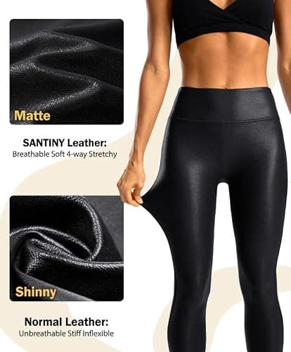 SANTINY Women's Faux Leather Leggings 25''/27''/29''-High Waisted Stretch Leather Pants Pleather Tights for Women thumbnail 5