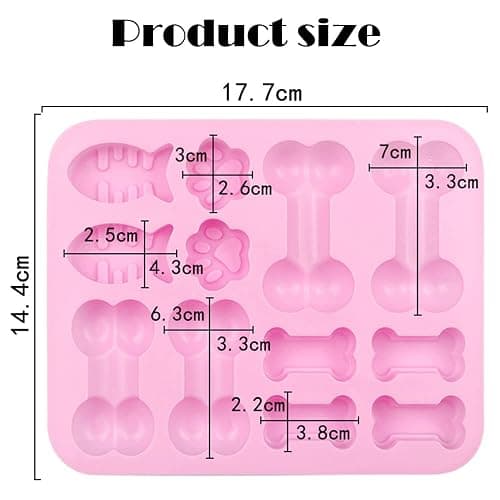 2 PCS Silicone Paw Bone and Fish Shaped 3 in 1 Baking Moulds Pink Non Stick Dog Paw Bone Chocolate Moulds for Cake Cookie Jelly Ice Cube Trays Dog Treats thumbnail 3