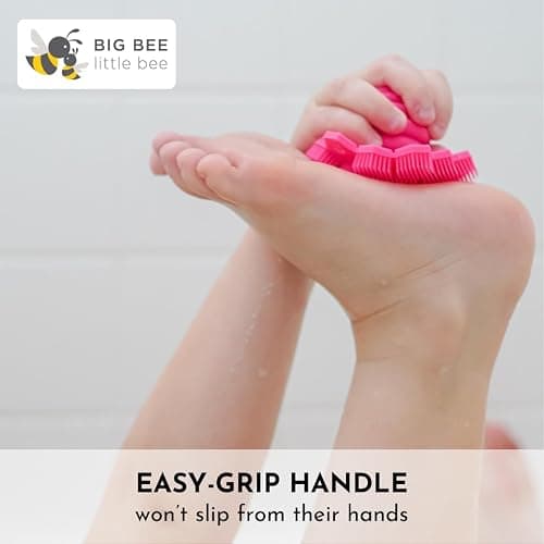 Big Bee, Little Bee - Kids Original ScrubBEE, 100% Silicone Childrens Bath Scrubber, Promotes Effective Independent Hand & Body Washing, As Seen on Shark Tank (Marigold) thumbnail 3