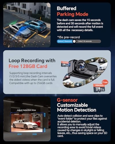 Coolcrazy 4K Dash Cam Front and Rear, STARVIS Sensor, Free 128GB Card Included, 5GHz WiFi-up to 20MB/s, Dual Dash Camera for Cars, Built-in GPS, G-Sensor, WDR/HDR Super Night Vision, 24H Parking Mode thumbnail 9