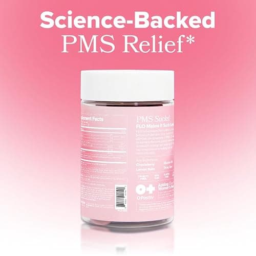 O Positiv FLO PMS Gummies for Women - Proactive PMS Relief - Targets Hormonal Breakouts, Bloating, Cramps, & Mood Swings with Chasteberry, Vitamin B6, & Lemon Balm - PMS Gummies (Pack of 1) thumbnail 8