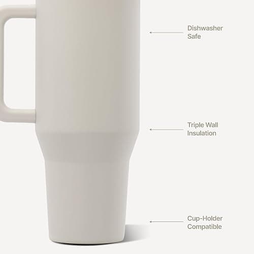 HydroJug Traveler 40oz, Insulated Tumbler with Handle & Straw, Linen thumbnail 4