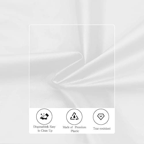 tujol White 6 Pack Plastic Table Cloth 84", Disposable Round Tablecloth Table Cover, Plastic Tablecloths for Parties thumbnail 5