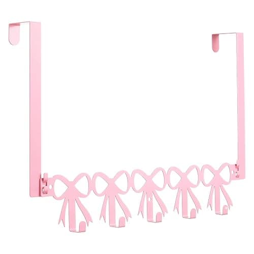 AceOrbit Pink Bow Over The Door Hooks Hanger - Image 1