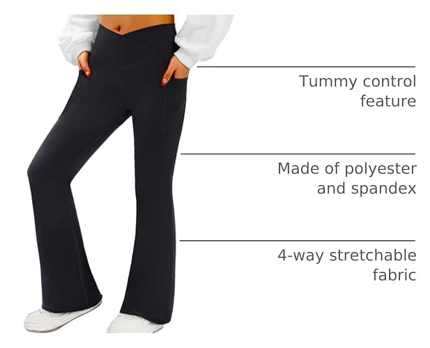 COPYLEAF Women's Flare Yoga Pants with Pockets-V Crossover High Waisted Bootcut Yoga Leggings-Flare Workout Gym Leggings thumbnail 4