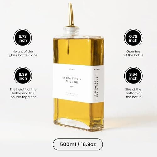 Molimoli Olive Oil Dispenser Bottle for Kitchen, Automatic Pourer, Glass Thin Bottle Dispenser for Kitchen, Olive Oil Cruet, | Set of 2 - Gold - Gold - 350ml, Set of 2 thumbnail 4