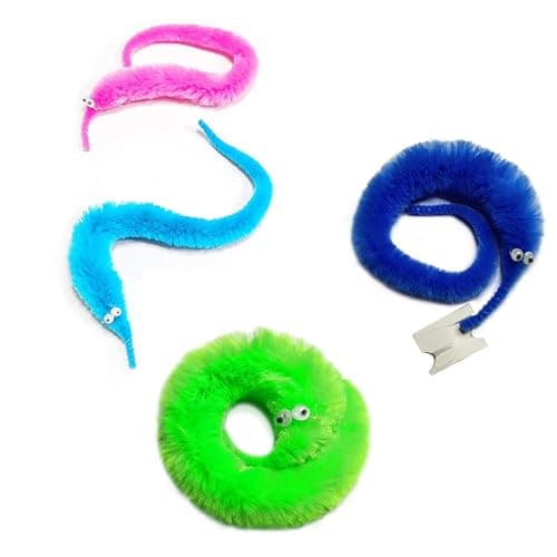 SHENGSEN 48Pcs Fuzzy Worm Toys Fuzzy Worms on String Trick Toy Carnival Kid Party Favors (6 Colors) thumbnail 9