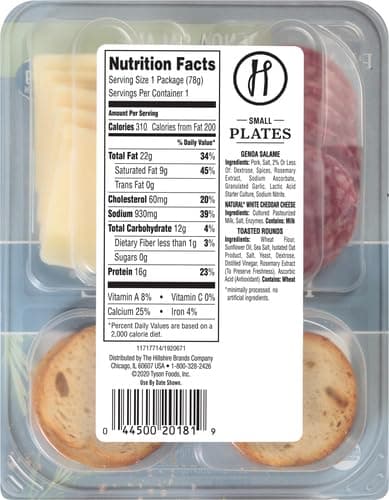 Hillshire Snacking Small Plates, Genoa Salami and White Cheddar Cheese, Single Serve, 2.76 Oz thumbnail 2