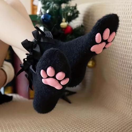 HOMEGYMFREE Cat Paw Socks, Thigh High Soft 3D Paw Pad Toe Beans Stockings for Women Cat Cosplay thumbnail 2