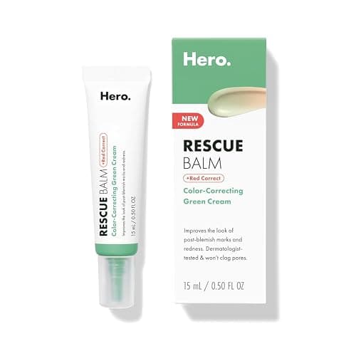 HERO COSMETICS Rescue Balm +Red Correct- The Color-Correcting Green Cream. New Formula for Long-Lasting Hydration. Improve the Look of Redness and Post-Blemish Marks. 15mL - Image 1