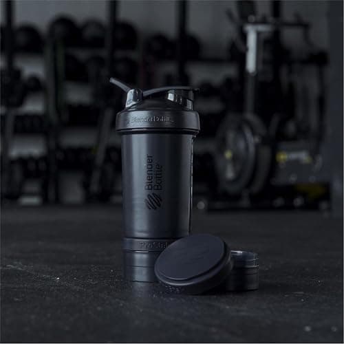 BlenderBottle Shaker Bottle with Pill Organizer and Storage for Protein Powder, Classic V2 ProStak System, 22-Ounce, Midnight Black thumbnail 2