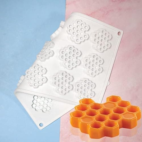 15 Cavity Silicone Honeycomb Molds for Chocolate Honeycomb Bee Silicone Fondant Mold Beehive Silicone Baking Molds Bee Candy Silicone Mold for Kitchen Cake Cupcake thumbnail 2