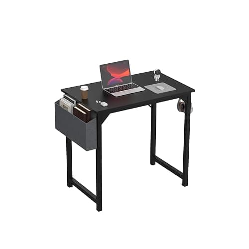 DUMOS 32 Inch Small Computer Office Desk Modern Simple Style Writing Study Work Table for Home Bedroom - Modern Black - Image 1