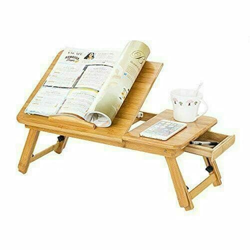 LN COZY CORNER Premium Bamboo Laptop Stand – Adjustable & Portable Laptop Riser for Desk/Bed/Sofa, Foldable Design with Drawer – Ergonomic Laptop Accessory for Home/Office - Image 1