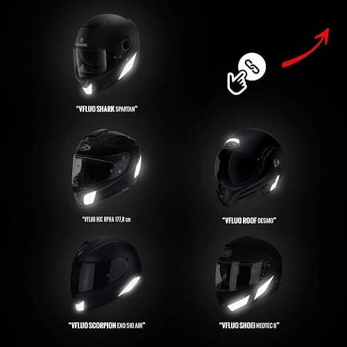 VFLUO - Kit 4 Bandes Stickers Rétro Réfléchissants Casque Moto - Autocollants Homologués Dimensions FR - Haute Visibilité, Technologie 3M™ - Couleurs et Design - Adhérence maximale thumbnail 2