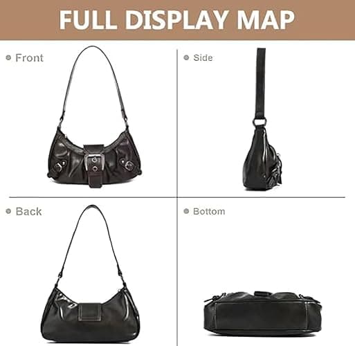 AFMKTICA Y2K Trendy Purse for Women, Leather Buckle Punk Hobo Clutch Purses Bags for Ladies Top Handle Shoulder Bag thumbnail 7