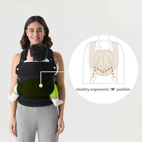 Ergonomic Baby Carrier Newborn to Toddler, Lightweight & Breathable Cotton Infant Carrier for Hands Free Comfort (Black) thumbnail 3