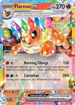 Pokemon - Flareon ex 014/131 – Prismatic Evolutions – Double Rare – Foil Single Card - Image 1