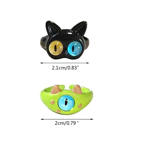 unahtinr 9pcs Y2K Cartoon Little Monsters Eyeball Ring Funny Resin Open Finger Ring Cute Couple Knuckle Ring Party Jewelry thumbnail 3