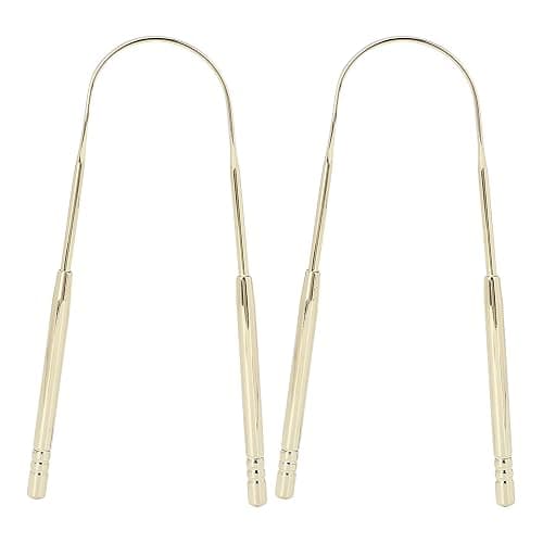 2pcs Tongue Scraper for Adults Stainless Steel U Shape Tongue Cleaner Reduce Bad Breath for Oral Care Hygiene(Gold) - Image 1