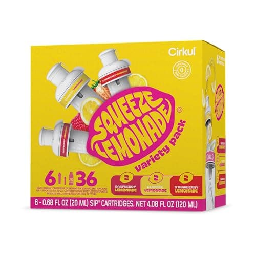 Cirkul Squeeze Lemonade B-Vitamins Flavor Water Variety Pack, Makes 36 Drinks, No Sugar, Zero Calorie Drink Mix, (2 Classic, 2 Strawberry, 2 Raspberry) - Image 1