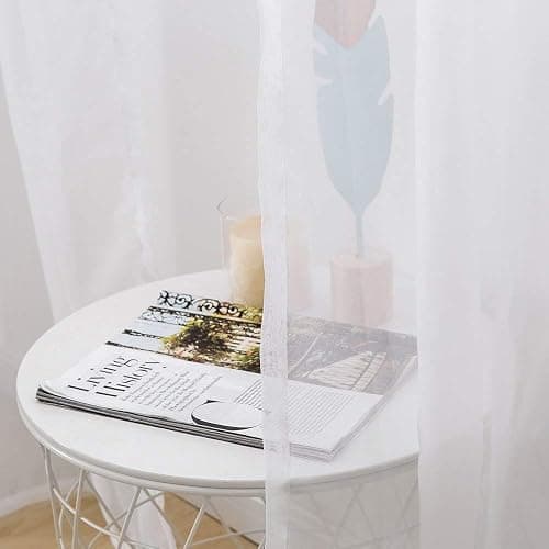MIULEE 2 Panels White Sheer Curtains for Living Room 54 X 84 Inches | Window, Solid Color, Elegant Window Voile Panels, Bedroom, Living Room, Drapes, Treatment thumbnail 5