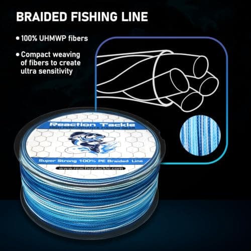 Reaction Tackle Braided Fishing Line - Pro Grade Power Performance for Saltwater or Freshwater Fish - Colored Fishing Line Braid for Extra Visibility thumbnail 5