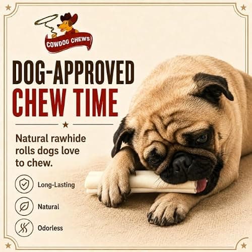 Cowdog Chews Retriever roll 9-10 inch All Natural Rawhide Product (20 Pack) thumbnail 5