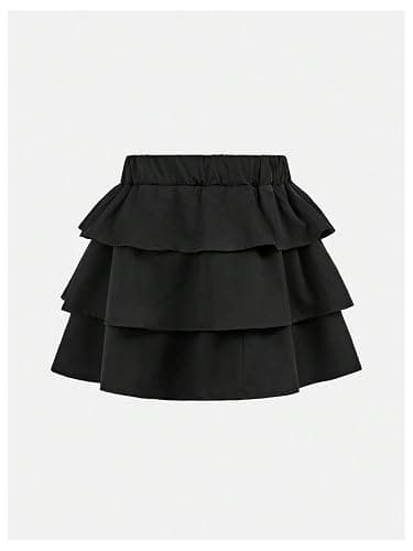 OYOANGLE Girl's Cute Ruffle Mini Skirt Y2K Elastic High Waist Tiered Flared Short Skirts thumbnail 3