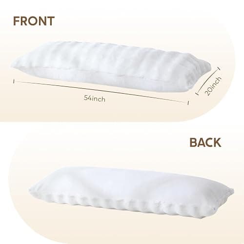 DOWNCOOL Premium Large Body Pillow Insert with Faux Rabbit Fur Cover - Large Full Body Pillows for Adults - Soft Long Bed Pillows for Side Sleepers - 20x54 inch (White, with Cover) thumbnail 2