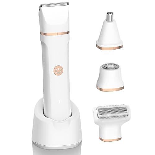 4-in-1 Electric Bikini Trimmer for Women - Painless Electric Razors for Facial/Body/Armpit/Pubic Hair, IPX7 Waterproof Replaceable Shaver Head & Nose Hair Trimmer for Travel, Gifts for Girlfriend Wife - Image 1